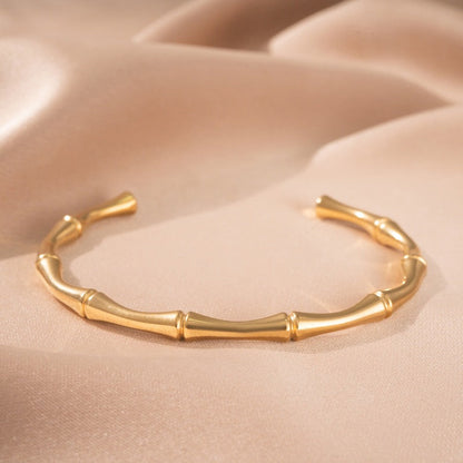 Bamboe open armband | Goud