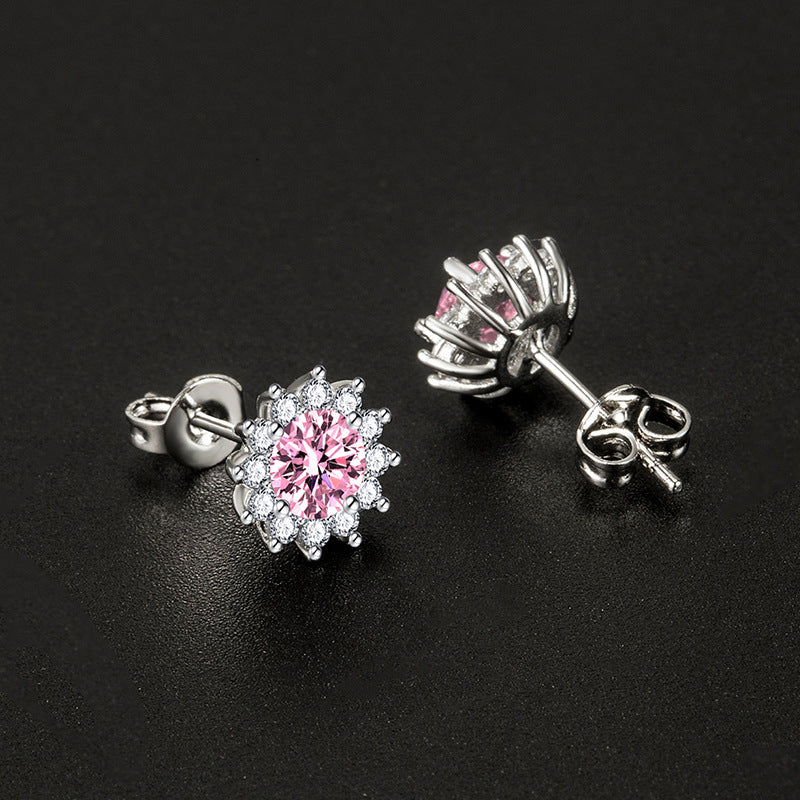 Sunlit Muse roze oorbellen | Witgoud
