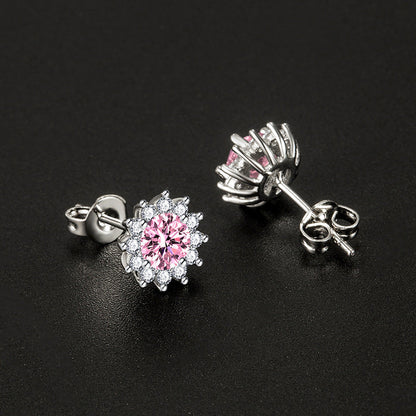 Sunlit Muse roze oorbellen | Witgoud