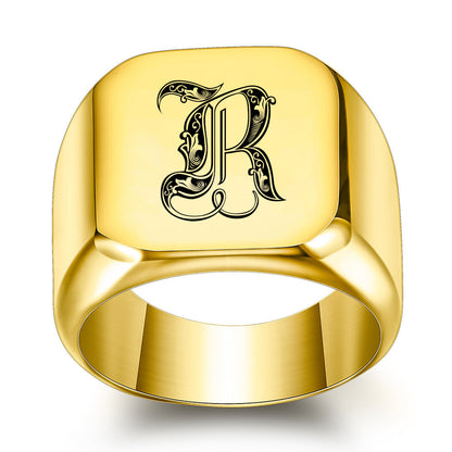 Klassieke Noble-ring met initiaal | Goud
