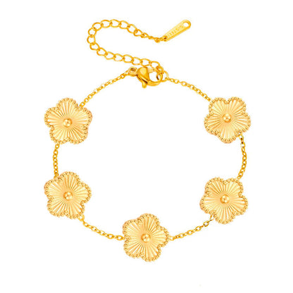 Florielle armband met bloemenbedel | Goud