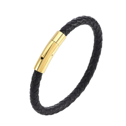 Valor gevlochten leren armband | Witgoud