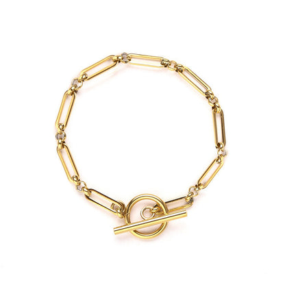 Schakelarmband met T-sluiting | Goud