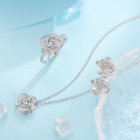 Fleur de Givre set met klaverknoop | Witgoud