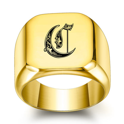 Klassieke Noble-ring met initiaal | Goud