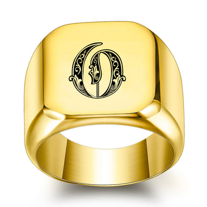 Klassieke Noble-ring met initiaal | Goud