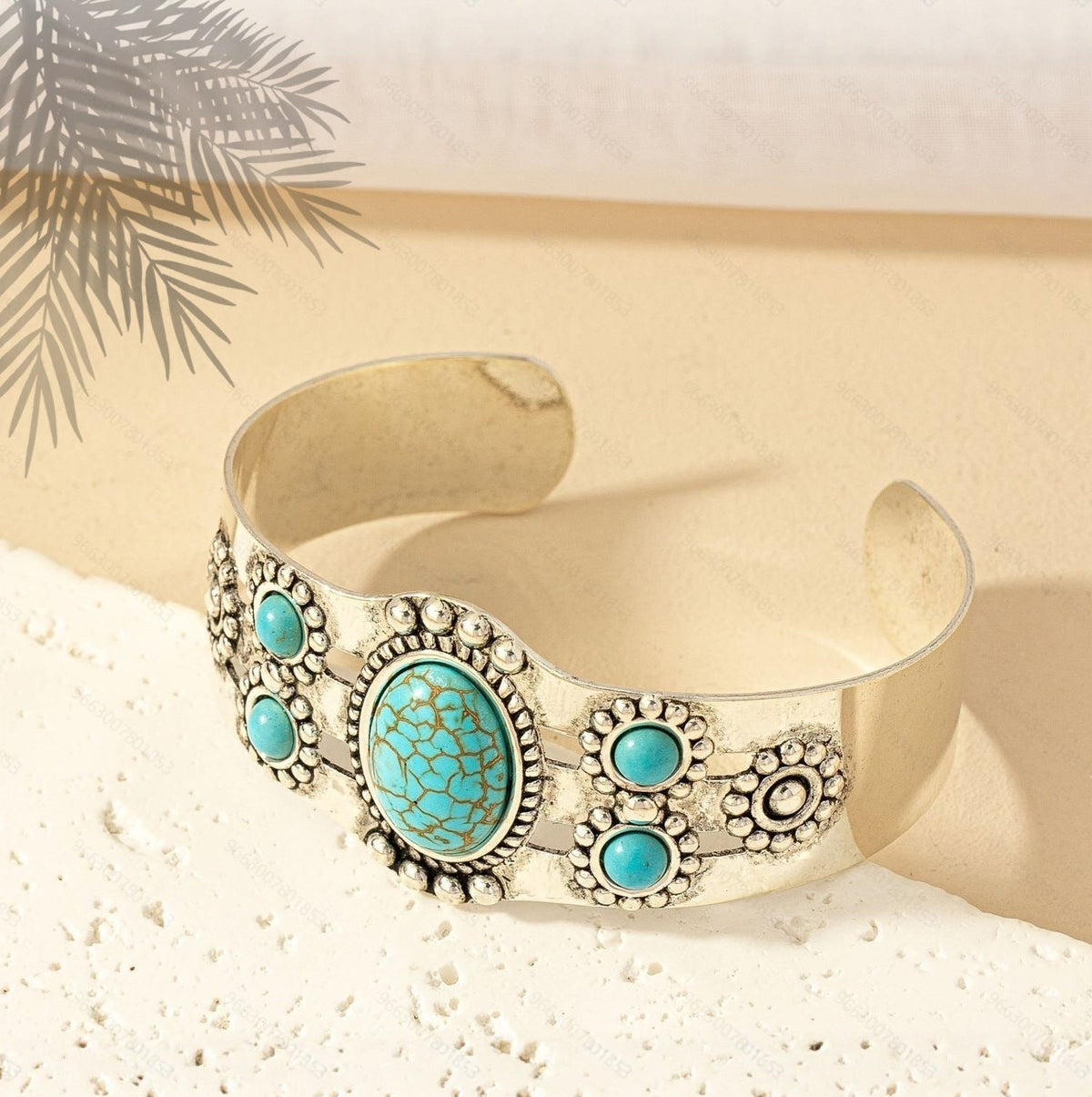 Seren open armband met turkoois | Witgoud