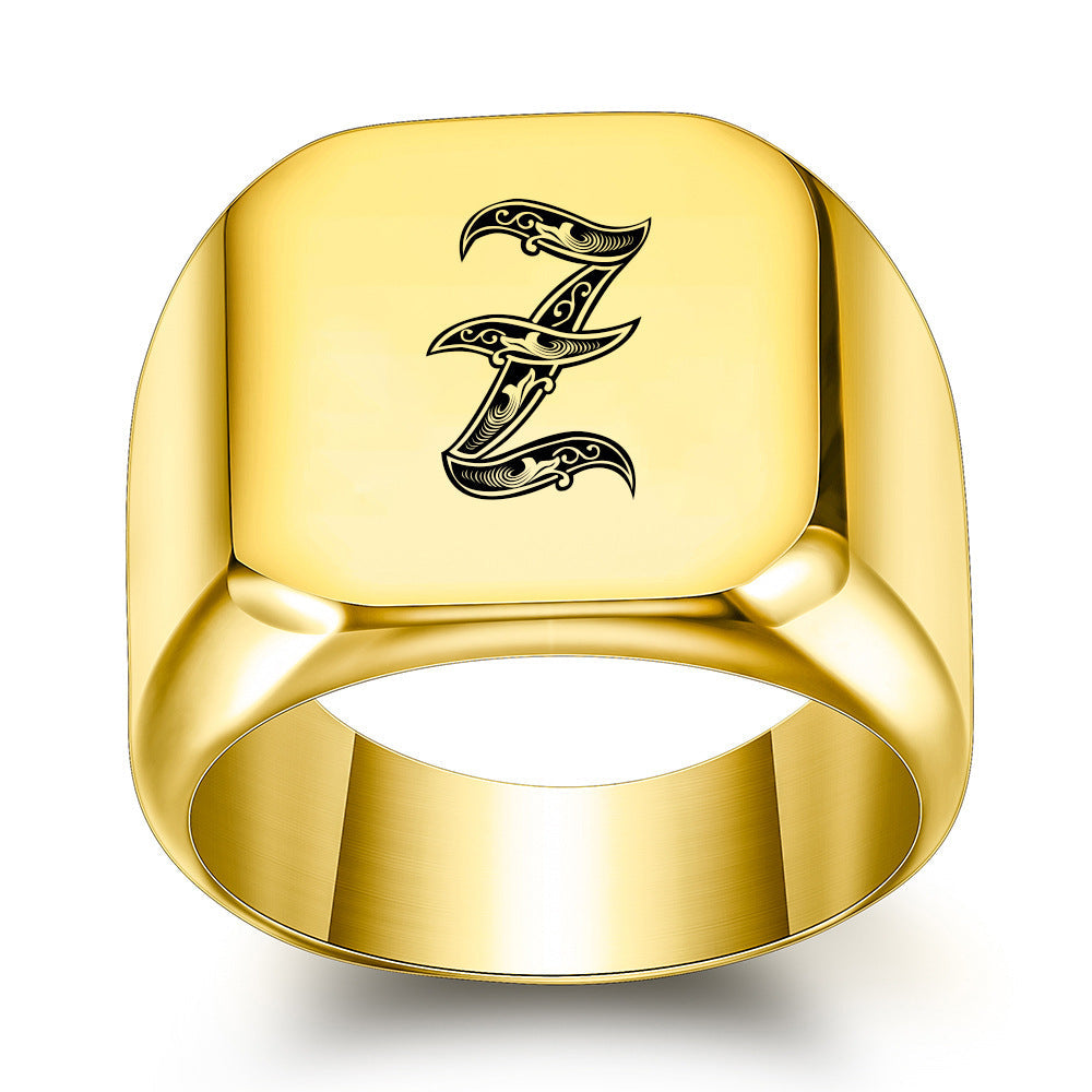 Klassieke Noble-ring met initiaal | Goud