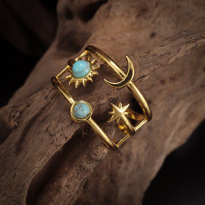 Soluna Orbit-ring met turkoois | Goud