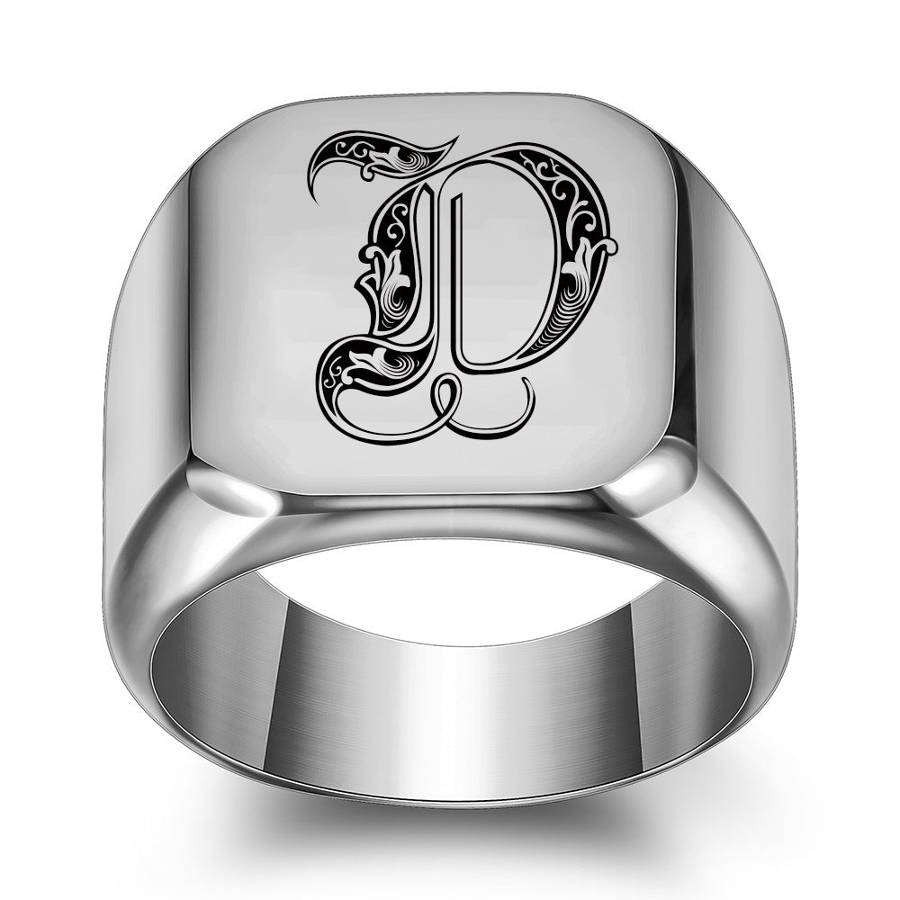 Klassieke Noble-ring met initiaal | Witgoud