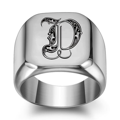 Klassieke Noble-ring met initiaal | Witgoud
