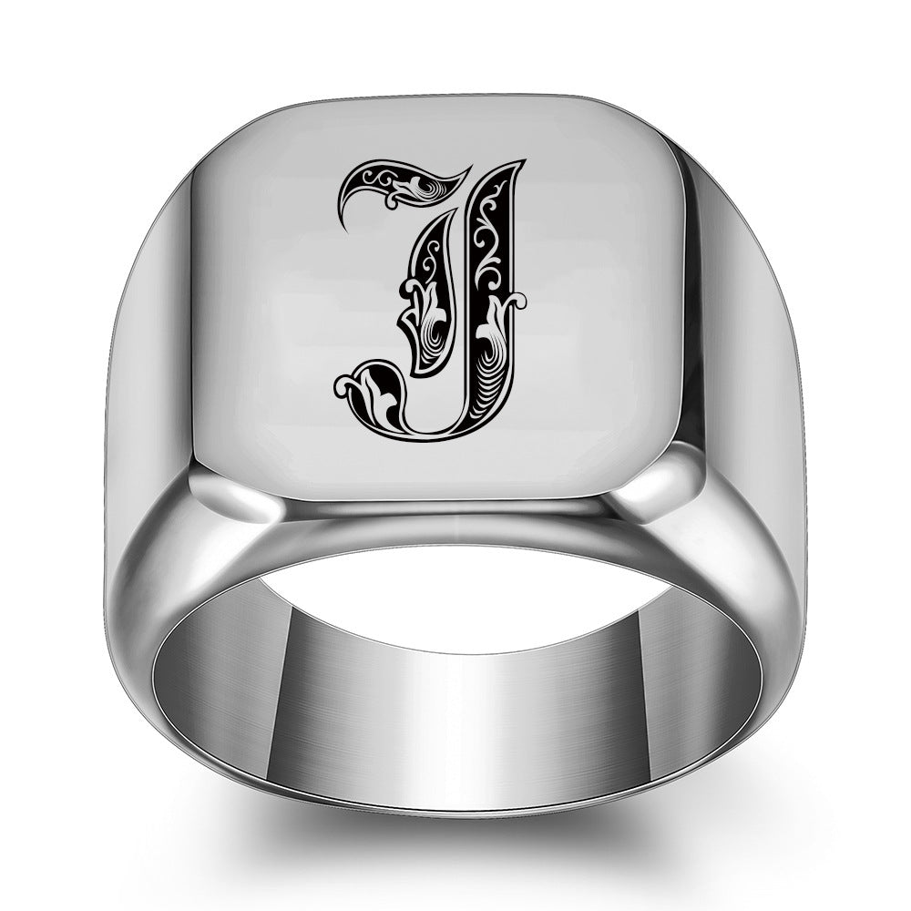 Klassieke Noble-ring met initiaal | Witgoud