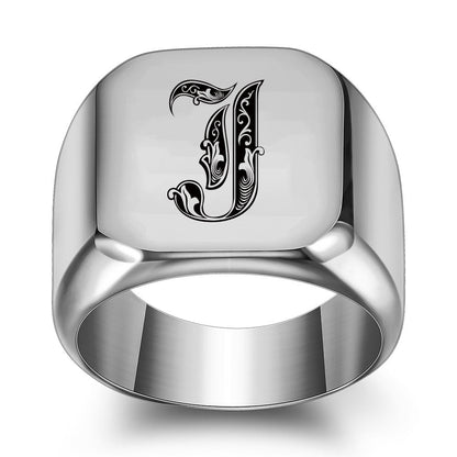 Klassieke Noble-ring met initiaal | Witgoud