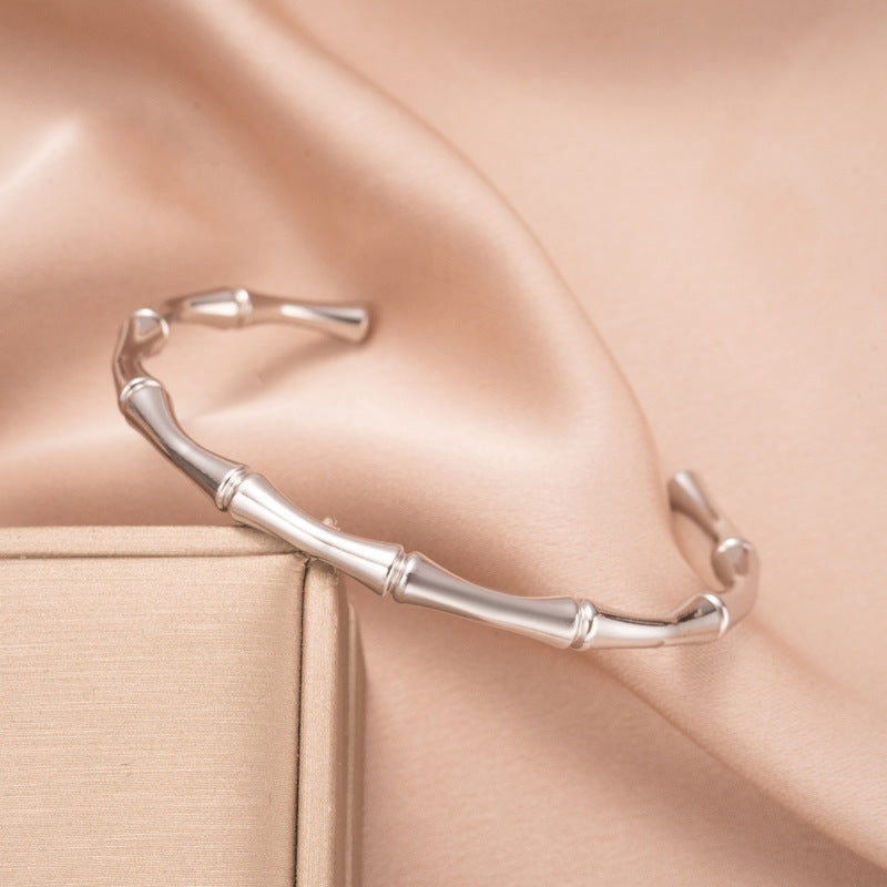 Bamboe open armband | Witgoud