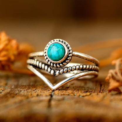 Velora kralenring met turkoois | Goud