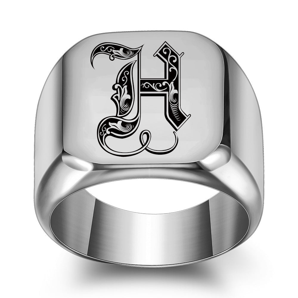 Klassieke Noble-ring met initiaal | Witgoud