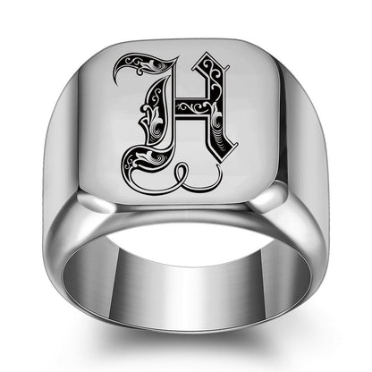 Klassieke Noble-ring met initiaal | Witgoud