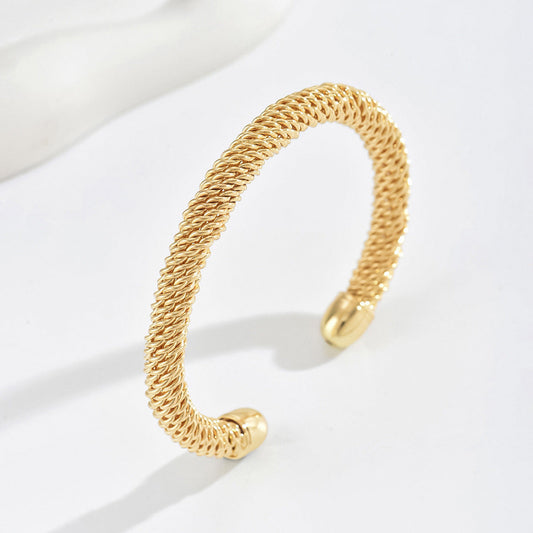 Cassian open armband met touwmotief | Goud