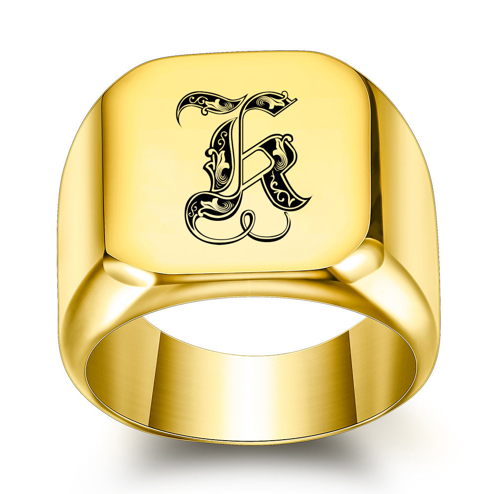 Klassieke Noble-ring met initiaal | Goud