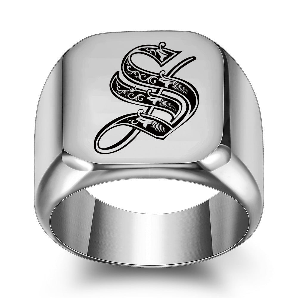 Klassieke Noble-ring met initiaal | Witgoud