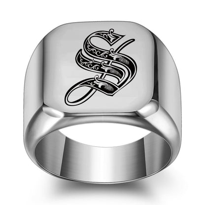 Klassieke Noble-ring met initiaal | Witgoud