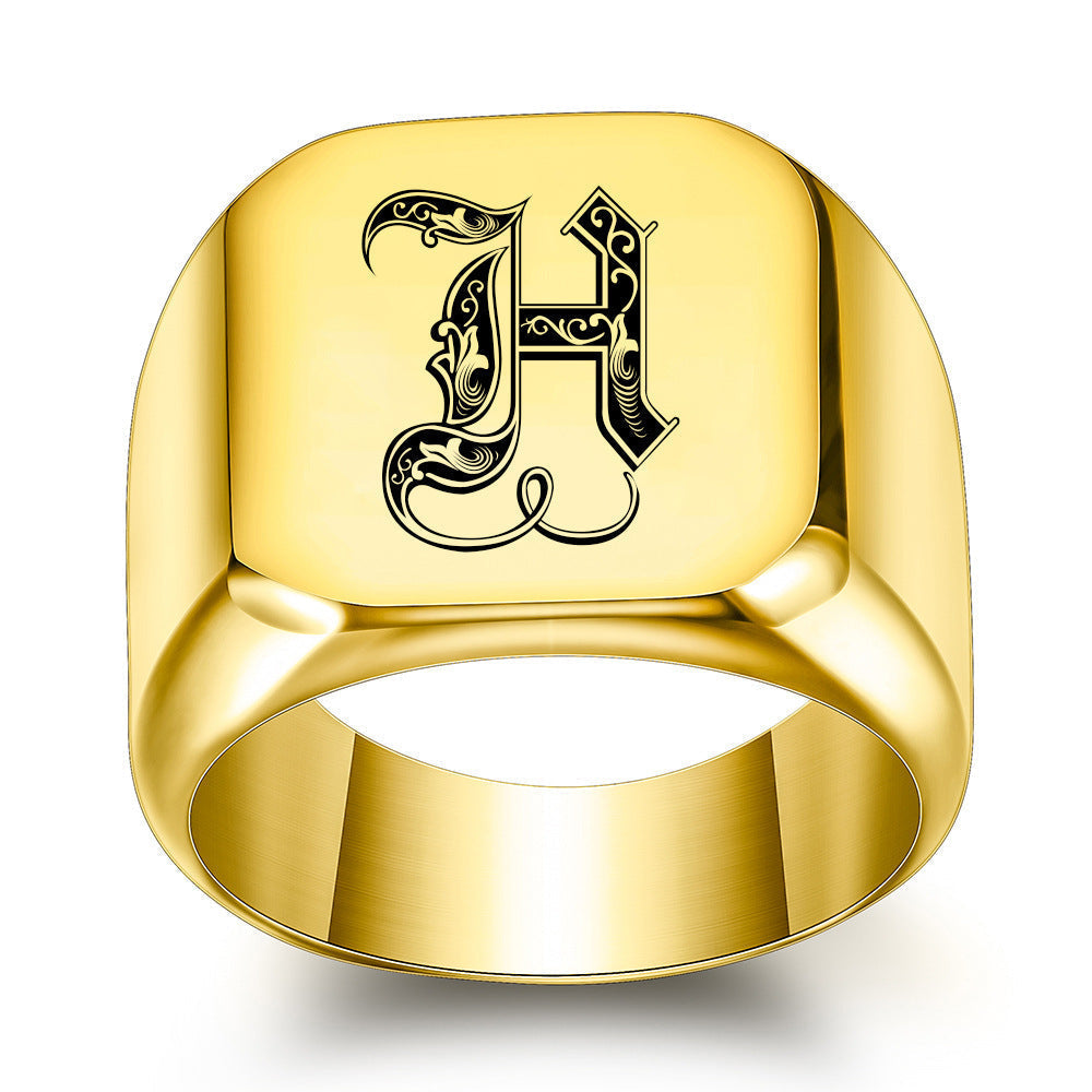 Klassieke Noble-ring met initiaal | Goud