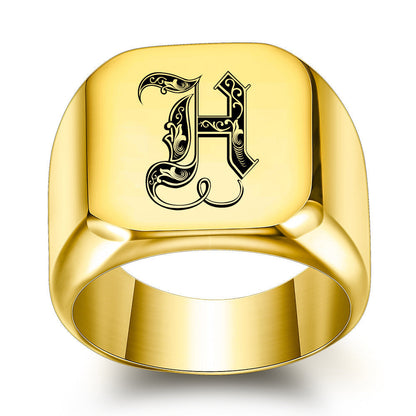 Klassieke Noble-ring met initiaal | Goud