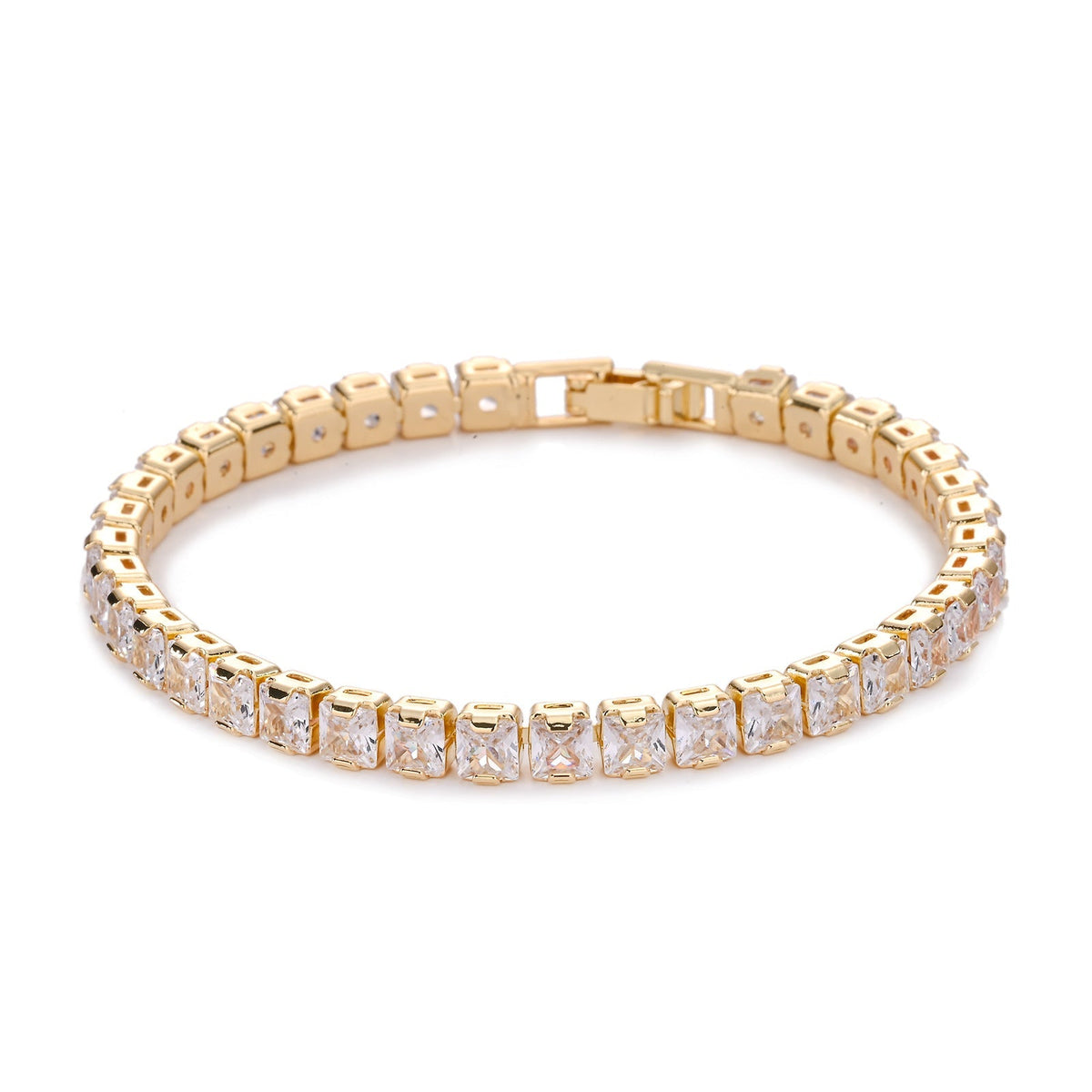 Tennisarmband met vierkante stenen | Goud