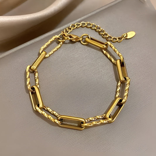 Lorielle grove schakelarmband | Goud