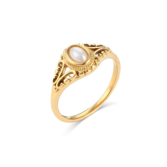 Zavienne tijdloze parelring | Goud