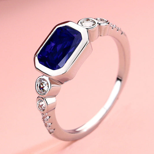 Minimalistische ring met saffier | Witgoud