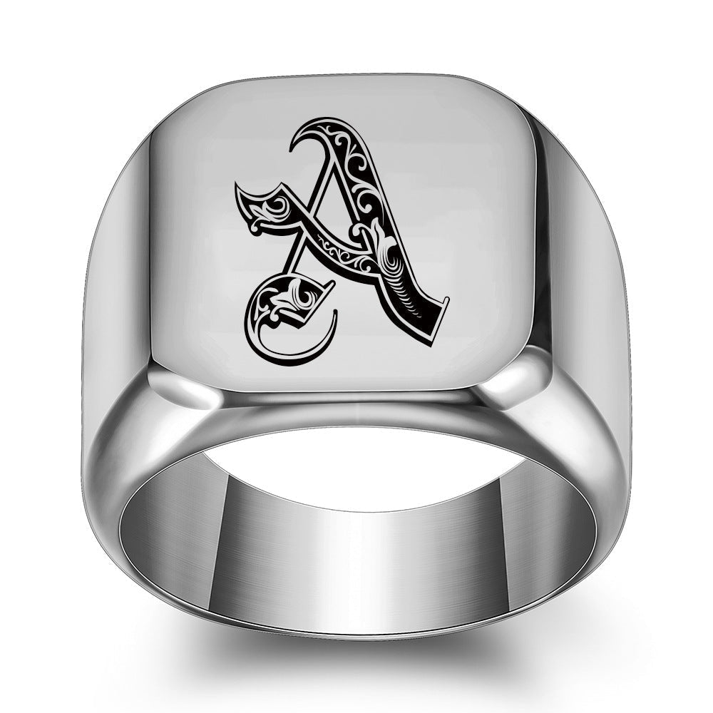 Klassieke Noble-ring met initiaal | Witgoud