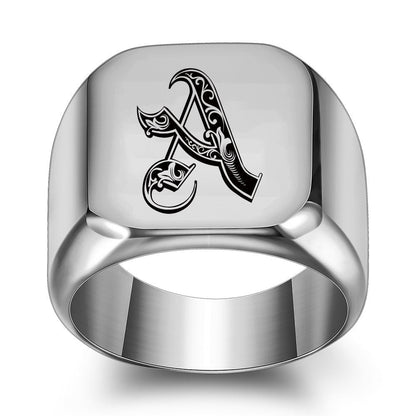 Klassieke Noble-ring met initiaal | Witgoud
