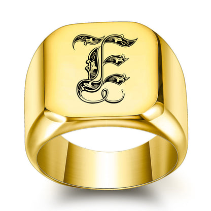 Klassieke Noble-ring met initiaal | Goud
