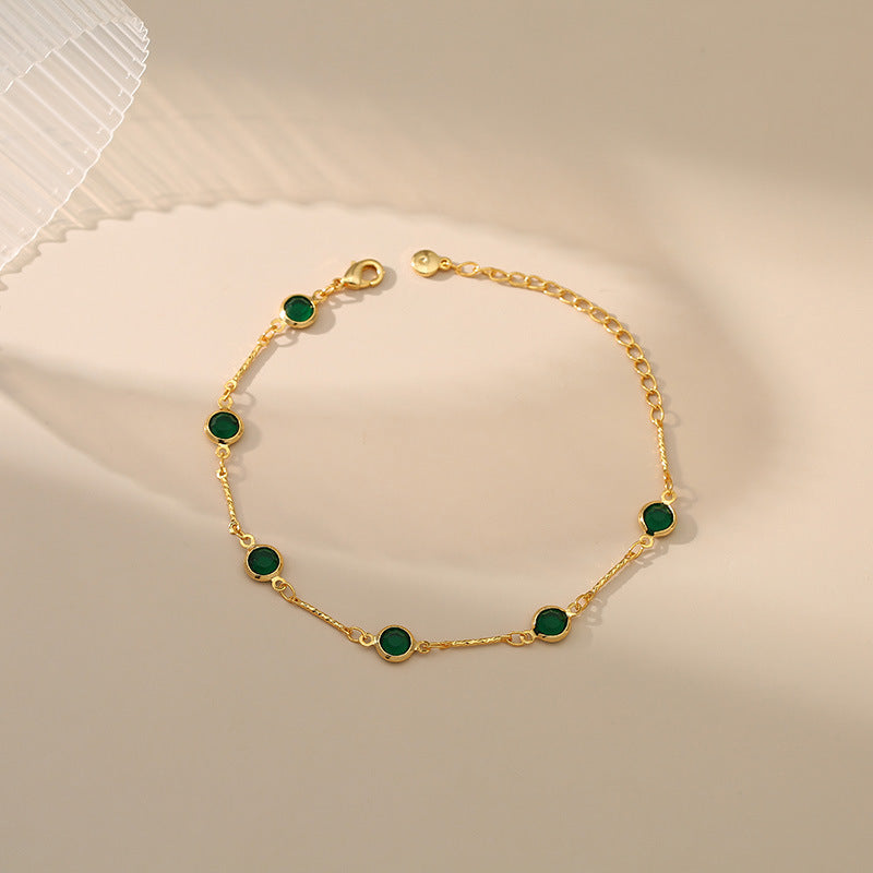 Schakelarmband met smaragd | Goud