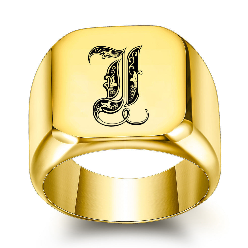 Klassieke Noble-ring met initiaal | Goud