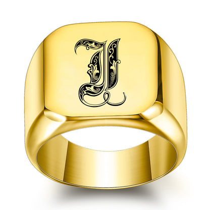 Klassieke Noble-ring met initiaal | Goud