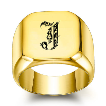 Klassieke Noble-ring met initiaal | Goud