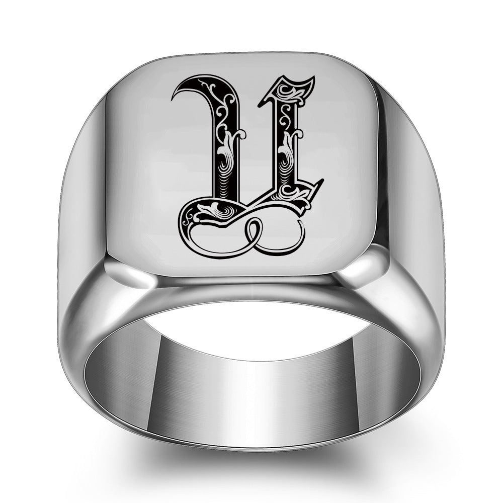 Klassieke Noble-ring met initiaal | Witgoud