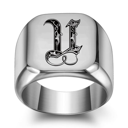 Klassieke Noble-ring met initiaal | Witgoud