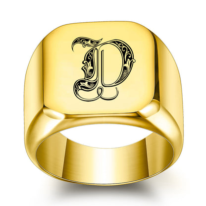 Klassieke Noble-ring met initiaal | Goud