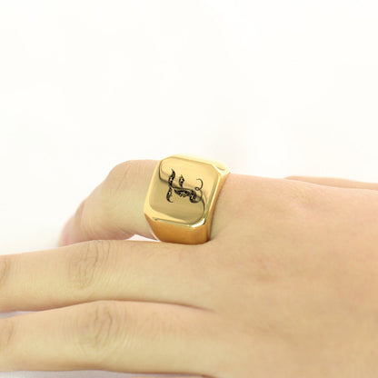 Klassieke Noble-ring met initiaal | Goud