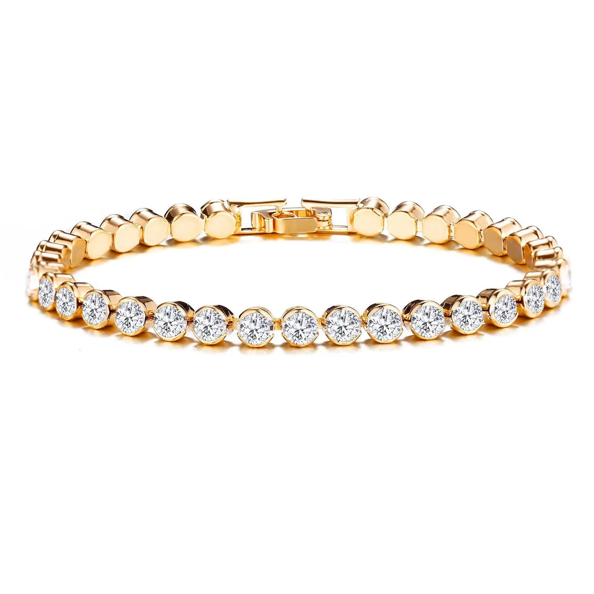Tennisarmband met rondgeslepen stenen | Goud