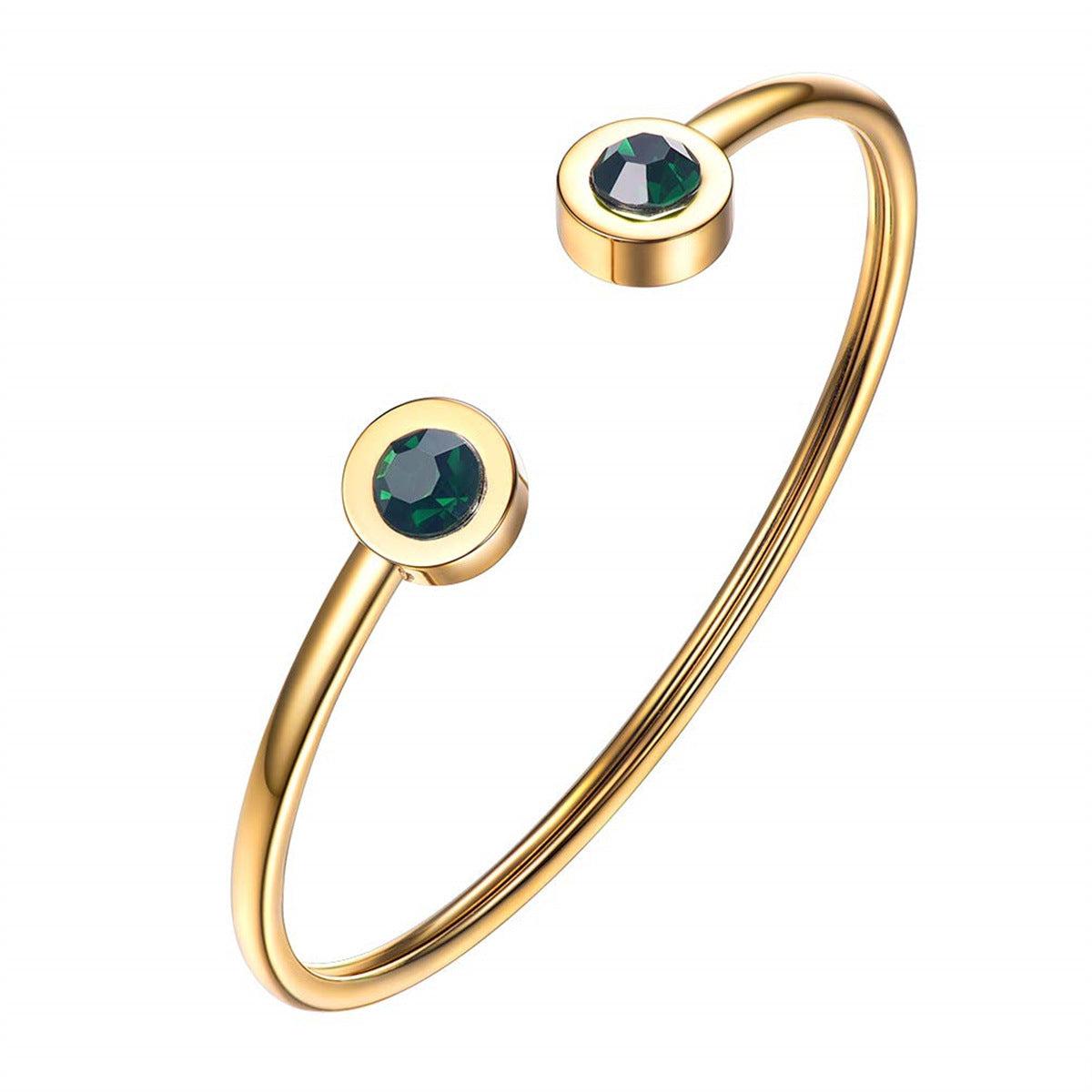 Groene open armband | Goud