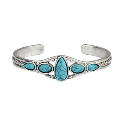 Open armband met turkooizen druppel | Witgoud