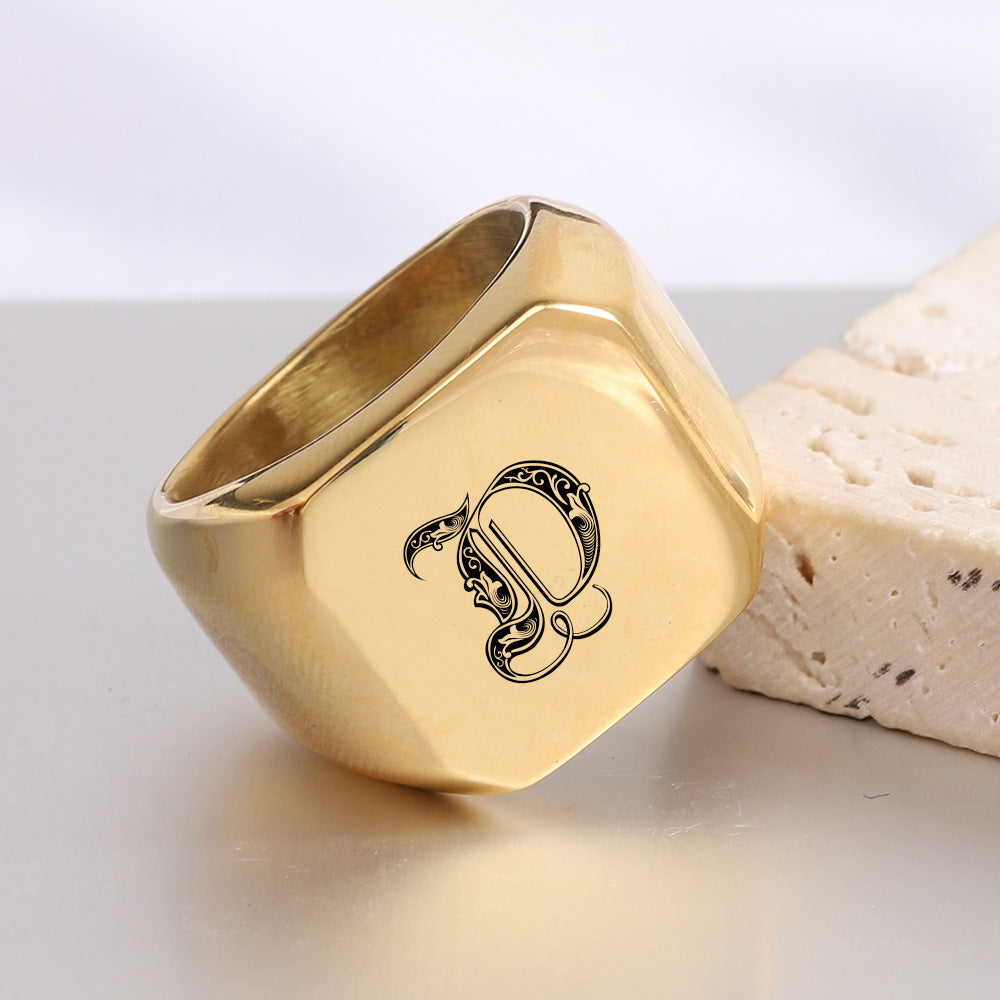 Klassieke Noble-ring met initiaal | Goud