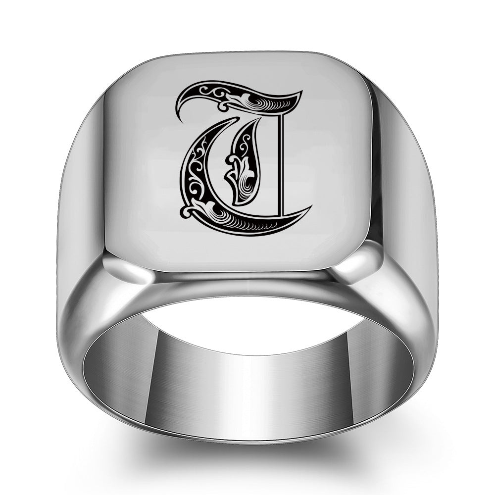 Klassieke Noble-ring met initiaal | Witgoud