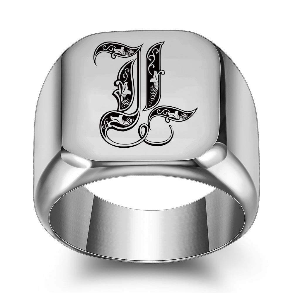 Klassieke Noble-ring met initiaal | Witgoud