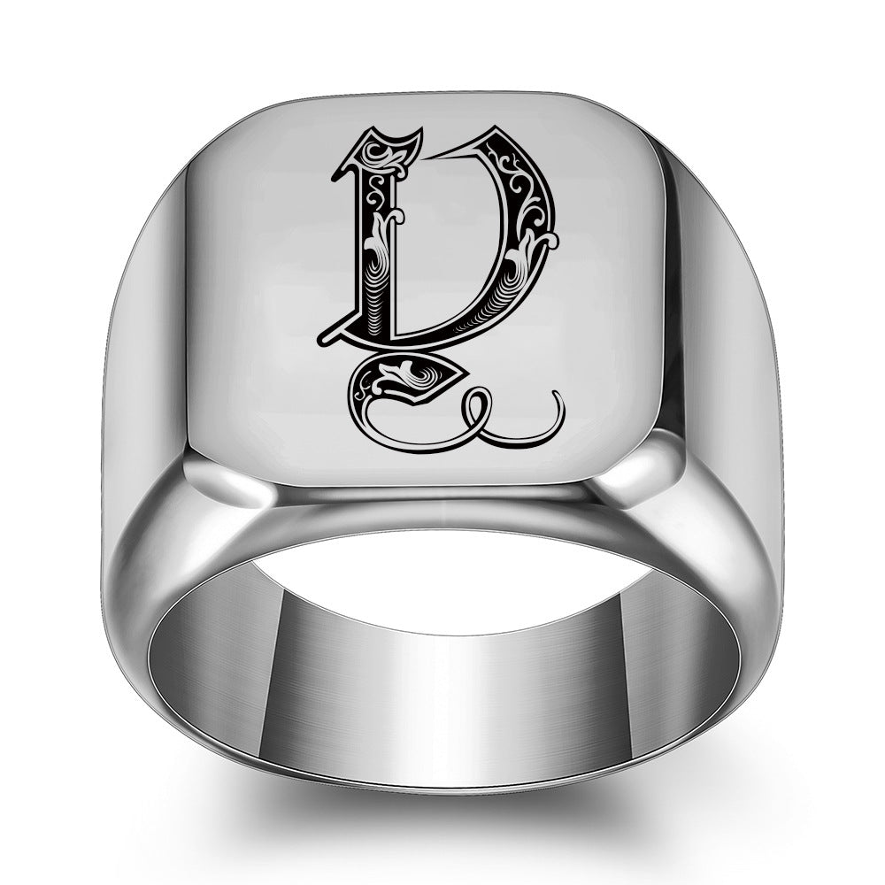 Klassieke Noble-ring met initiaal | Witgoud