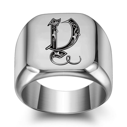 Klassieke Noble-ring met initiaal | Witgoud